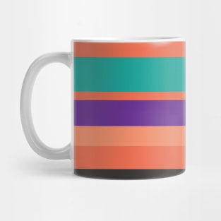 A smart medley of Light Red Ochre, Big Foot Feet, Purple, Persian Green and Dark Charcoal stripes. Mug